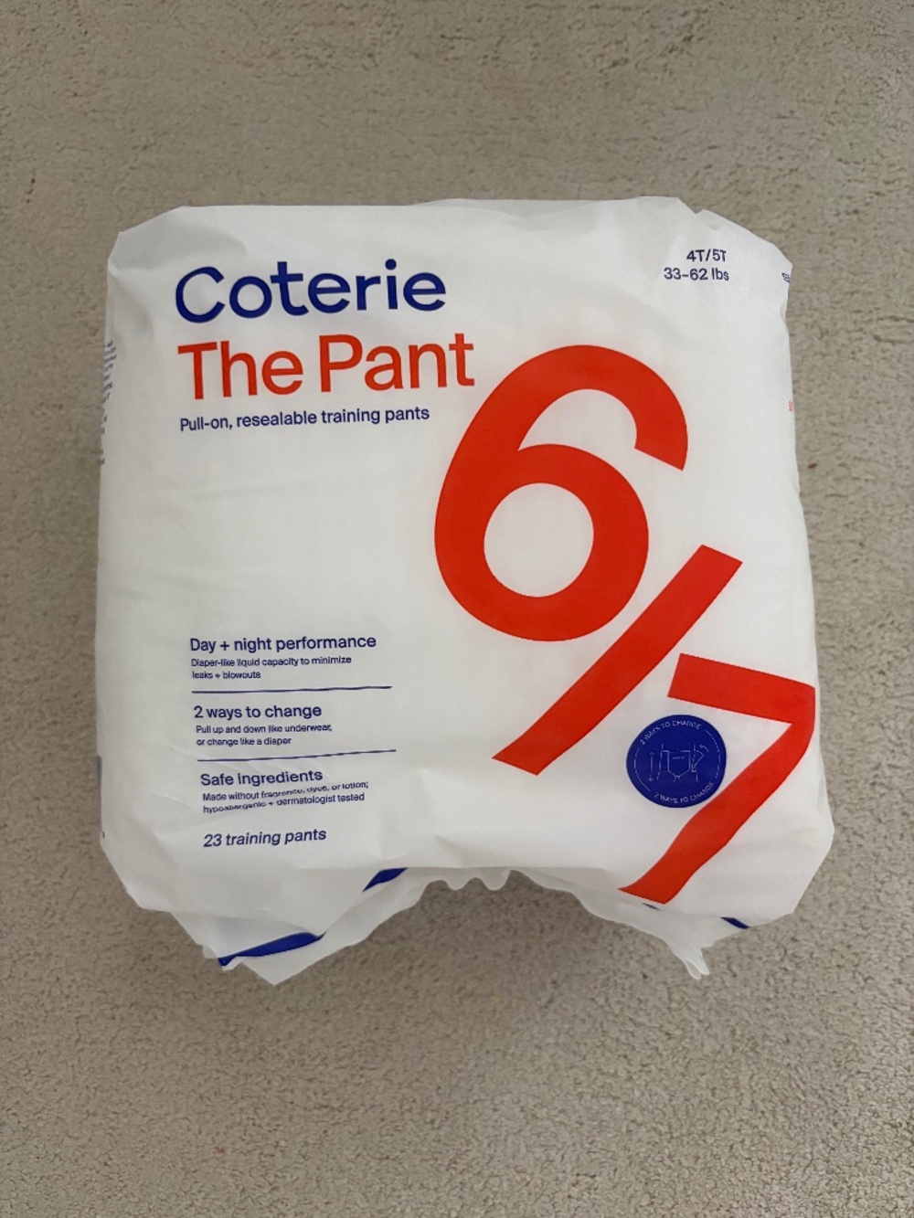 Unopened pack of Coterie diapers The Pant 6/7